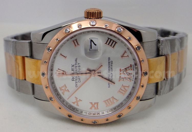 Rolex DATEJUST 2-Tone Oyster Rose Gold White Roman 31mm Watch